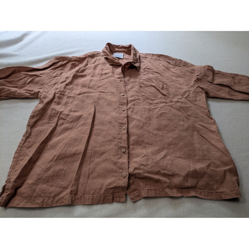 Parachute 100% Linen Shirt 1X Terra Cotta Oversized Button Front Top Relaxed - Picture 1 of 10